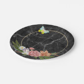 Assiettes En Carton Plaques en papier, Papillon en marbre noirFleurs f (Angle)