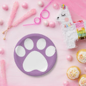 Assiettes En Carton Plaques en papier Pawprint violet (Fête)