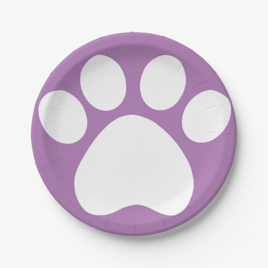 Assiettes En Carton Plaques en papier Pawprint violet (Devant)