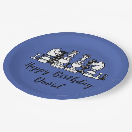 Assiettes En Carton Plaques en papier personnalisées à thème d'échecs (Angle)