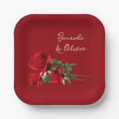 Assiettes En Carton Plaques en papier personnalisées Mariage Red Roses (Recto)