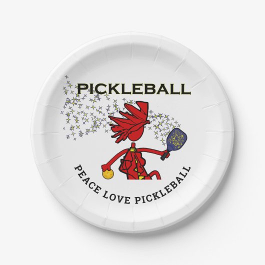Assiettes En Carton Plaques en papier PICKLEBALL PEACE LOVE (Devant)