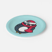 Assiettes En Carton Plaques en papier pingouin de Noël (Angle)