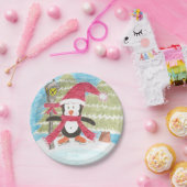 Assiettes En Carton Plaques en papier pingouin de patinage sur glace (Fête)
