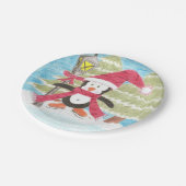 Assiettes En Carton Plaques en papier pingouin de patinage sur glace (Angle)