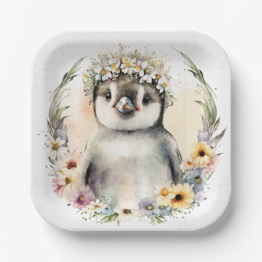 Assiettes En Carton Plaques en papier pingouin, Plaques d'anniversaire (Recto)