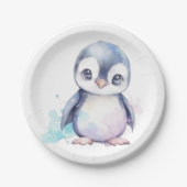 Assiettes En Carton Plaques en papier pingouin pour bébé (Devant)