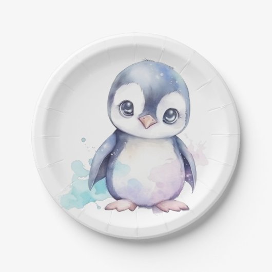 Assiettes En Carton Plaques en papier pingouin pour bébé (Devant)