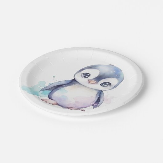 Assiettes En Carton Plaques en papier pingouin pour bébé (Angle)