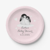 Assiettes En Carton Plaques en papier pingouin rose (Devant)