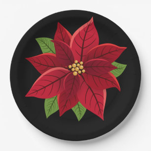 Assiettes En Carton Plaques en papier Poinsettia de Noël