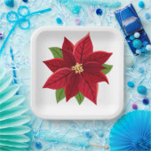 Assiettes En Carton Plaques en papier Poinsettia de Noël (Fête)