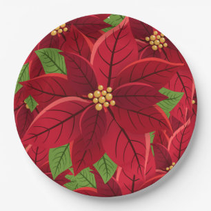 Assiettes En Carton Plaques en papier Poinsettia de Noël