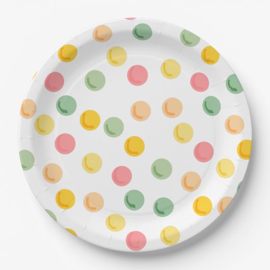 Assiettes En Carton Plaques en papier Pois coloré (Devant)