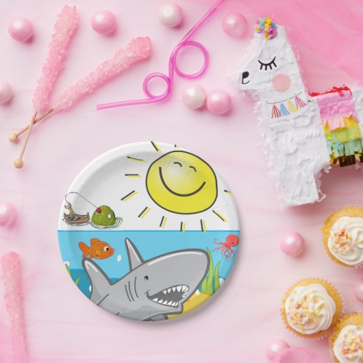 Assiettes En Carton Plaques en papier, poulpe de requin Poisson de l'o (Fête)