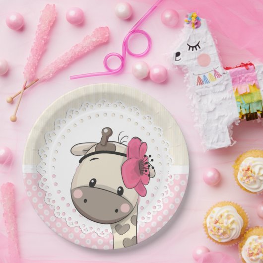 Assiettes En Carton Plaques en papier pour bébé rose (Fête)
