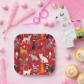 Assiettes En Carton Plaques en papier pour chats de Noël (Fête)