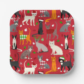 Assiettes En Carton Plaques en papier pour chats de Noël (Recto)
