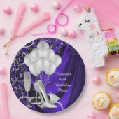 Assiettes En Carton Plaques en papier pour chaussures en argent violet (Fête)