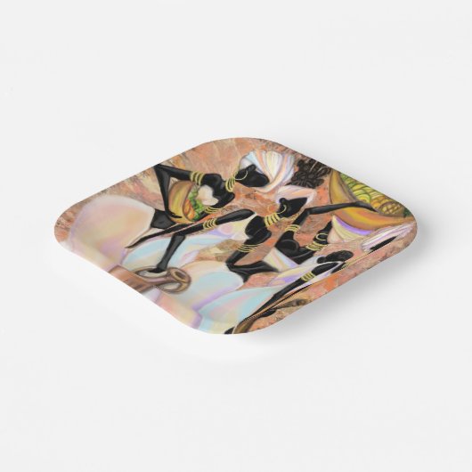 Assiettes En Carton Plaques en papier pour dames africaines - Peinture (Angulaire)