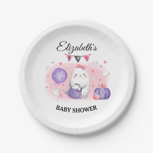 Assiettes En Carton Plaques en papier pour filles Baby shower d'Hallow (Devant)