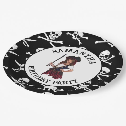 Assiettes En Carton Plaques en papier pour filles pirates (Angle)