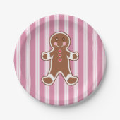 Assiettes En Carton Plaques en papier pour garçon en pain d'épice rayé (Devant)