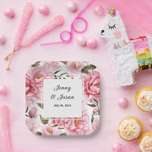 Assiettes En Carton Plaques en papier pour pivoines roses de mariage p (Fête)