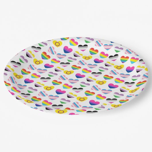 Assiettes En Carton Plaques en papier Pride Hearts (Angle)