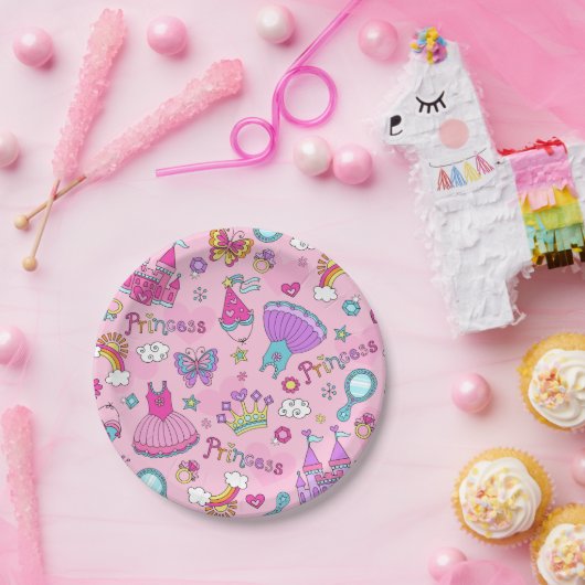 Assiettes En Carton Plaques en papier princesse rose (Fête)