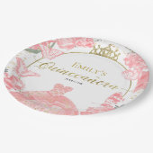 Assiettes En Carton Plaques en papier Quinceanera Robe rose Robe Flora (Angle)