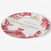 Assiettes En Carton Plaques en papier Quinceanera Robe rouge Robe flor (Angle)