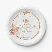 Assiettes En Carton Plaques en papier Quinceanera rose floral (Devant)