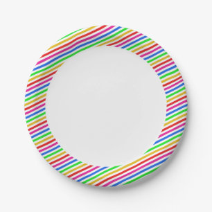 Assiettes En Carton Plaques en papier rayé de couleur arc-en-ciel