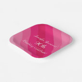 Assiettes En Carton Plaques en papier rayé rose, 90e fête d'anniversai (Angulaire)