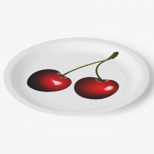 Assiettes En Carton Plaques en papier Red Cherry Party - personnalisab