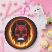 Assiettes En Carton Plaques en papier Red Devil Skull Skeleton (Fête)