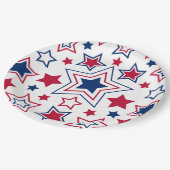 Assiettes En Carton Plaques en papier Red White & Blue Stars (Angle)