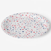 Assiettes En Carton Plaques en papier Red, White et Blue Stars (Angle)