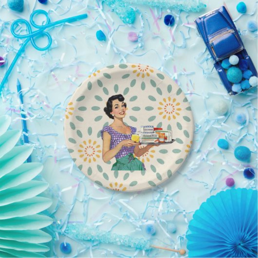 Assiettes En Carton Plaques en papier Retro Housewoman 1950 (Fête)