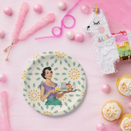 Assiettes En Carton Plaques en papier Retro Housewoman 1950 (Fête)