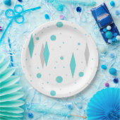 Assiettes En Carton Plaques en papier Retro Turquoise Diamond & Starbu (Fête)
