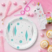Assiettes En Carton Plaques en papier Retro Turquoise Diamond & Starbu (Fête)