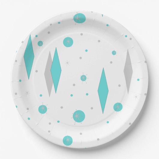 Assiettes En Carton Plaques en papier Retro Turquoise Diamond & Starbu (Devant)