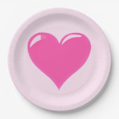 Assiettes En Carton Plaques en papier rose avec coeur - personnalisabl (Devant)