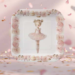 Assiettes En Carton Plaques en papier rose Ballerina