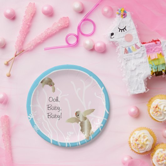 Assiettes En Carton Plaques en papier "Rose bleu tortue" (Fête)