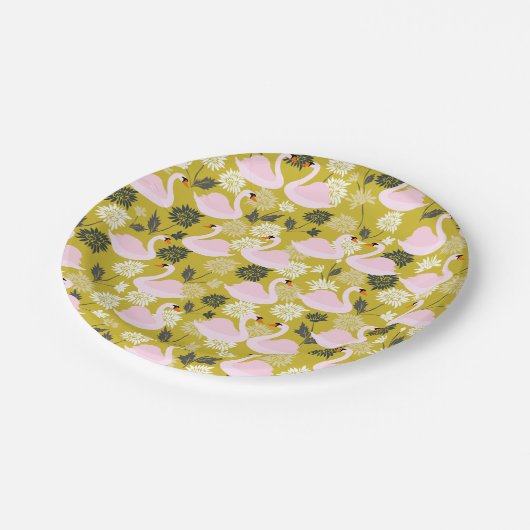 Assiettes En Carton Plaques en papier rose cygne (Angle)