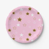Assiettes En Carton Plaques en papier rose et or Stars (Devant)
