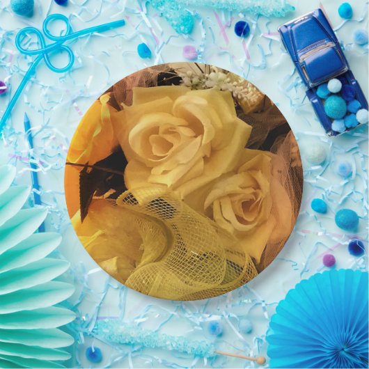 Assiettes En Carton Plaques en papier rose jaune soleil (Fête)